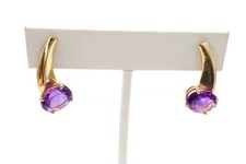 14k Yellow Gold Amethyst Dangle Earrings A2