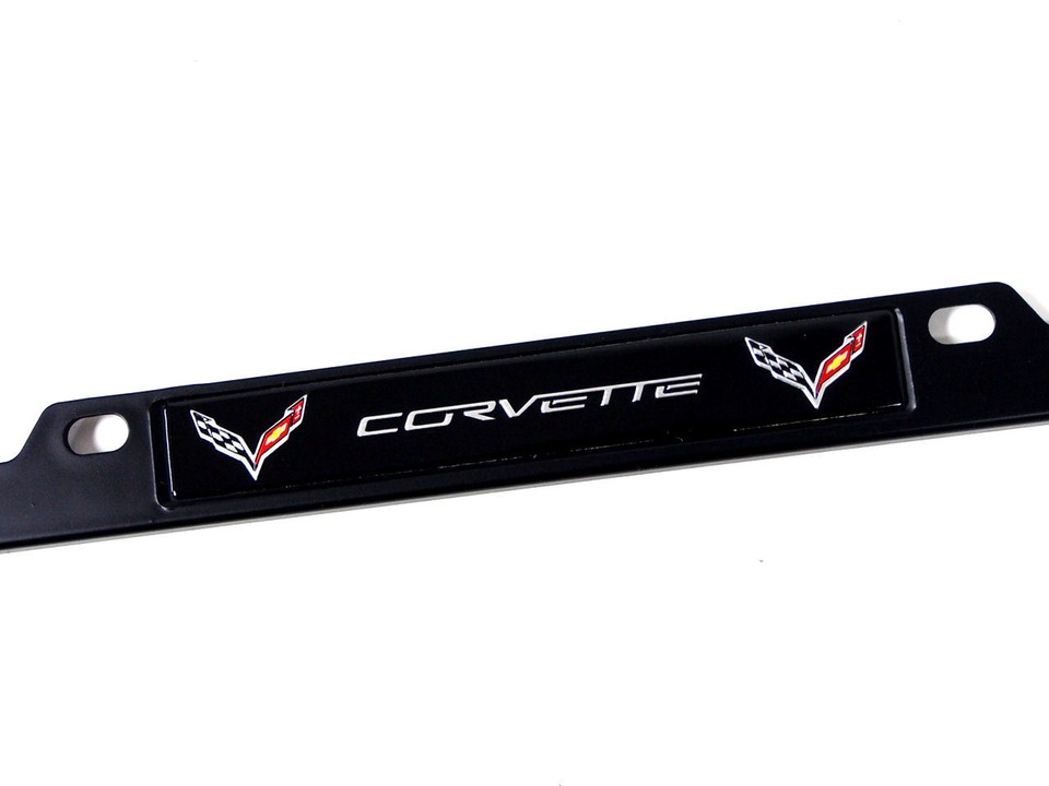 CHEVY CORVETTE STINGRAY C7 EMBLEM LICENSE PLATE TAG FRAME BLACK W BLACK ...
