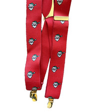 Red Santa Clause Holiday Christmas Gold Tone Hardware Suspenders Novelty