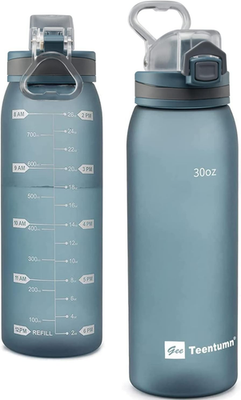 #ad #ad 30Oz Sport Water Bottle with Time Markers Large Durable Gym Plastic Bottle for $18.95