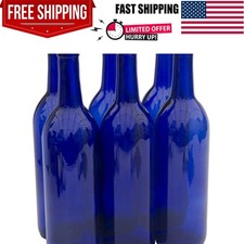 Elegant Cobalt Blue 750ml Bordeaux Wine Bottles - Case of 6 Glass Bottles