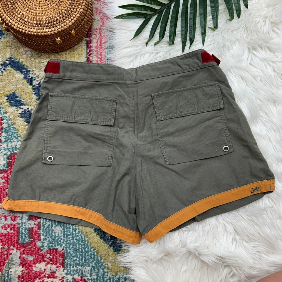 Vintage Y2K 2000s AE American Eagle Green Cargo Shorts 4 Pockets Casual Summer - Image 2 of 4