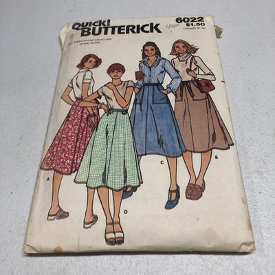 Quick! Butterick 6022 Misses Wrap Skirt Pattern Waist 24-32 Cut Complete 