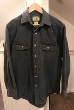 Vintage 80s Field and Stream Men's Flannel Shirt Jacket Blue Heavy Cotton Sz L