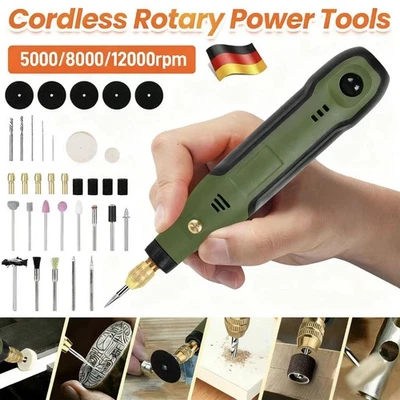 INCHSPEEED 34Tlg Mini Dremel Multifunktionswerkzeug USB Akku für Mehrzweck Drehwerkzeug DE