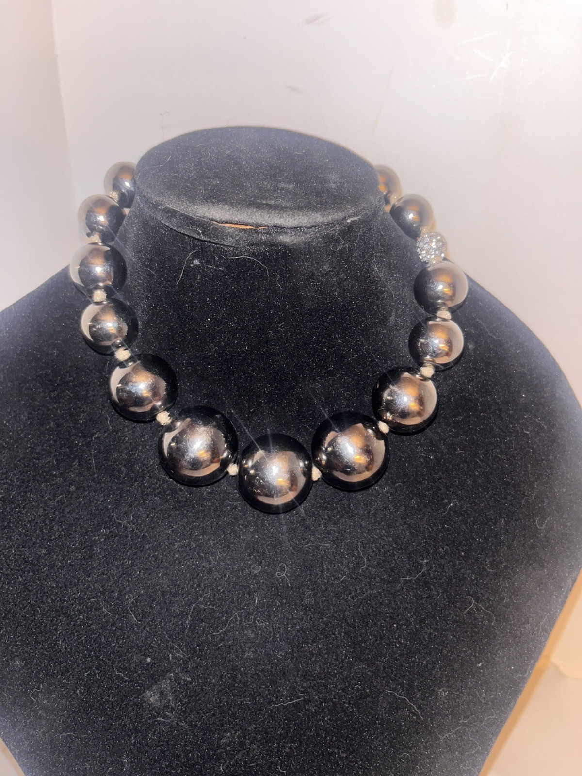 Boho Large Chunky Metal Beaded Statement Necklace… - image 1