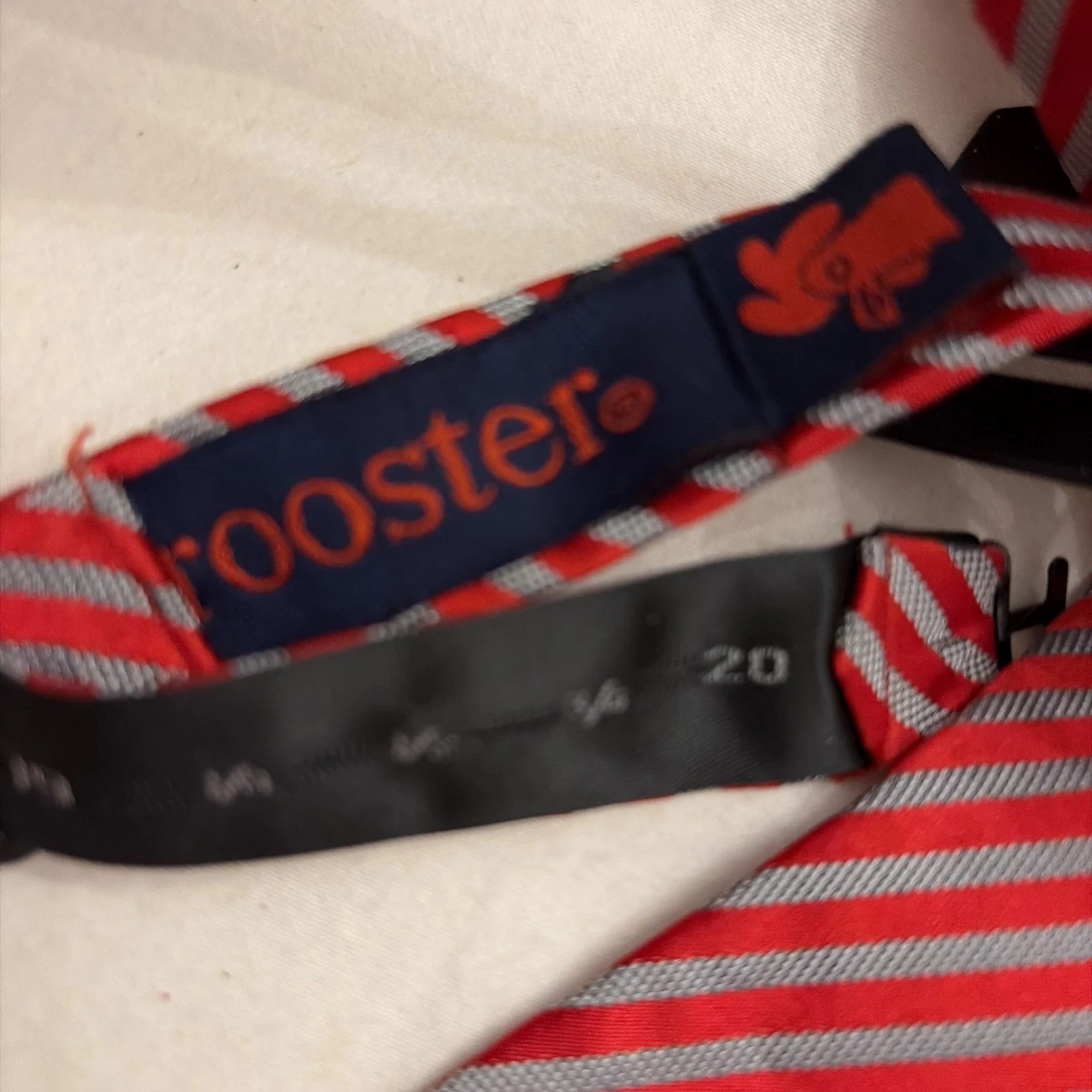 Vintage Rooster 100% Silk Bow Tie Burgundy Red Blue Plaid Ivy Prep Adjustable - product detail image 3