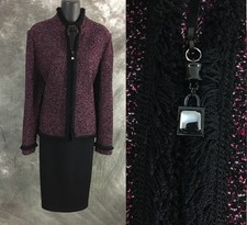 BEAUTIFUL St John collection jacket knit pink black suit blazer size 12