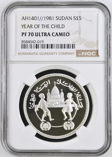 5 Pounds 1981 Year of the Child, Sudan NGC PF 70 Ultra Cameo Top Pop