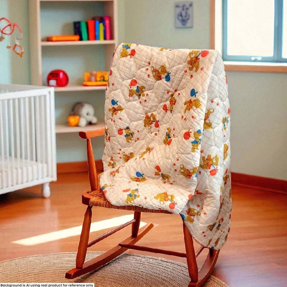 Manta bebé vintage osos de peluche blanca roja grande manta cuna niños niñas Foto 2 de 4