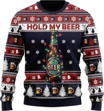 Beer Ugly Christmas Sweater, Hold My Beer Sweatshirt, Xmas Holiday Gift