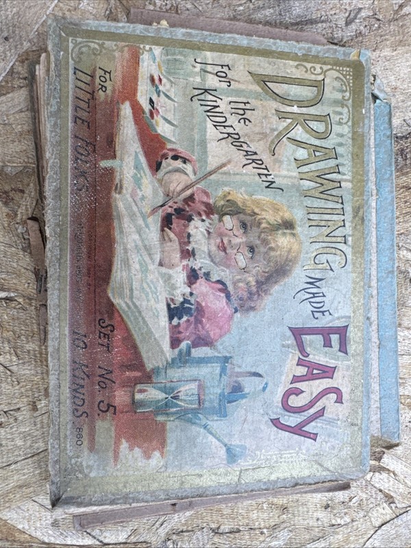 1897 Drawing Made Easy Set. With 4 Stencils & Lots of Great Child's Drawings!