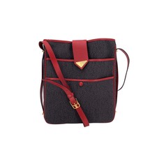 Sac fourre-tout en toile vinyle texturée grise Yves Saint Laurent, rouge