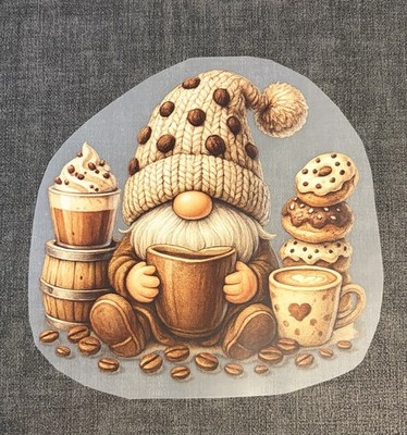 Bügelbild - Kaffee Wichtel   - ca. 18x18 cm DTF-Transferdruck Bügelmotiv