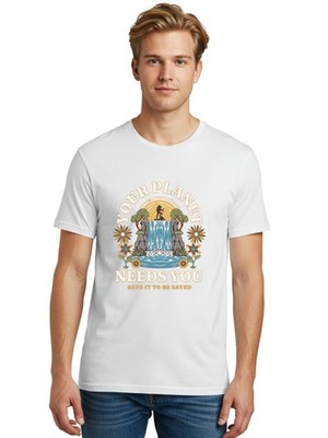 Your-Planet-Needs-You Mens Graphic Tee,100% Cotton,Casual Summer Wear