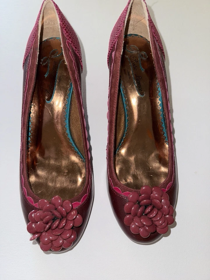 Poetic Licence London Pink Floral Pumps Heels Women’s Retro Vintage Sz US 7 - Image 2 of 4