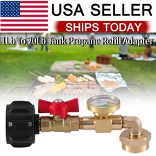 1Lb To 20Lb Tank Propane Refill Adapter With Gauge And ON-Off Control Valve US