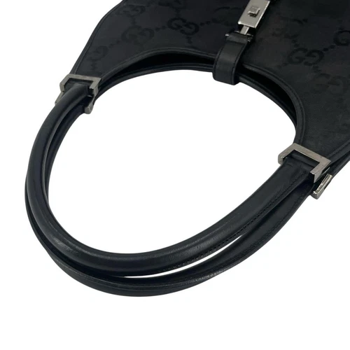 GUCCI Jackie Bolso de Hombro Bolso de Mano GG Lona Cuero Negro Usado Excelente+ - Imagen 6 de 18