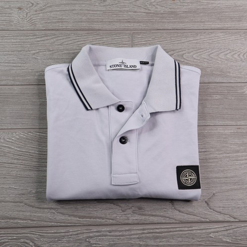 Stone Island Stretch Pique Tipped Polo Men's Large Slim Fit Cotton Shirt