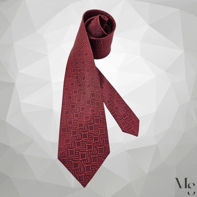 CHARVET PLACE VENDÔME Burgundy Geometric Silk Tie Made In France W: 57''-3.5'' E.C