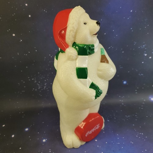 VTG Coca-Cola Polar Bear Blow Mold 10" Light Topper Hard Plastic Christmas - Picture 5 of 10