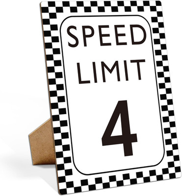 Race Car Birthday Decor, Speed Limit 4 Sign, Fast One, Race Car Birthday Party D