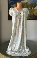NWT Miss Elaine Cotton Blend Floral Short-Sleeve Nightgown, sz S M