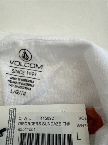 WOMENS VOLCOM LOGO SKATE SURF LARGE RINGER TANK CHEETAH WHITE NEW LOOSE FIT - Picture 7 of 7
