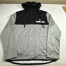 Las Vegas Raiders 1/4 Zip Hoodie Sweatshirt NFL Black, Gray Small #5951