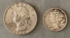 90% Silver Coin Lot - $0.35 Face Value - (1) 1964 Quarter & (1) 1944 Mercury Dim
