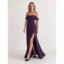 AZAZIE Saige Off The Shoulder Chiffon Dress Plum A2 Bridesmaid Wedding