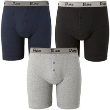 Duke London Mens King Size Big Tall 3 Pack Buttonfly Cotton Boxer Shorts Trunks