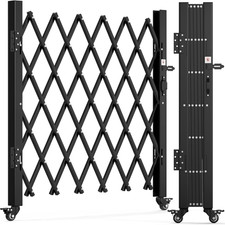 Expandable Steel Security Gate, 50"H x 75"W, 360  Rolling Barricade, Black