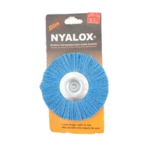 Nyalox dico flap wheel brush 4" blue medium fine abrasive nylon