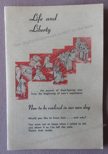 LIFE AND LIBERTY * 1966 Jehovah Witness Watchtower Promotional Leaflet