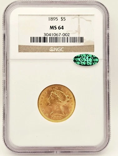 1895 $5 Gold Liberty Eagle Coin NGC MS64 CAC Sticker Approved Near Gem