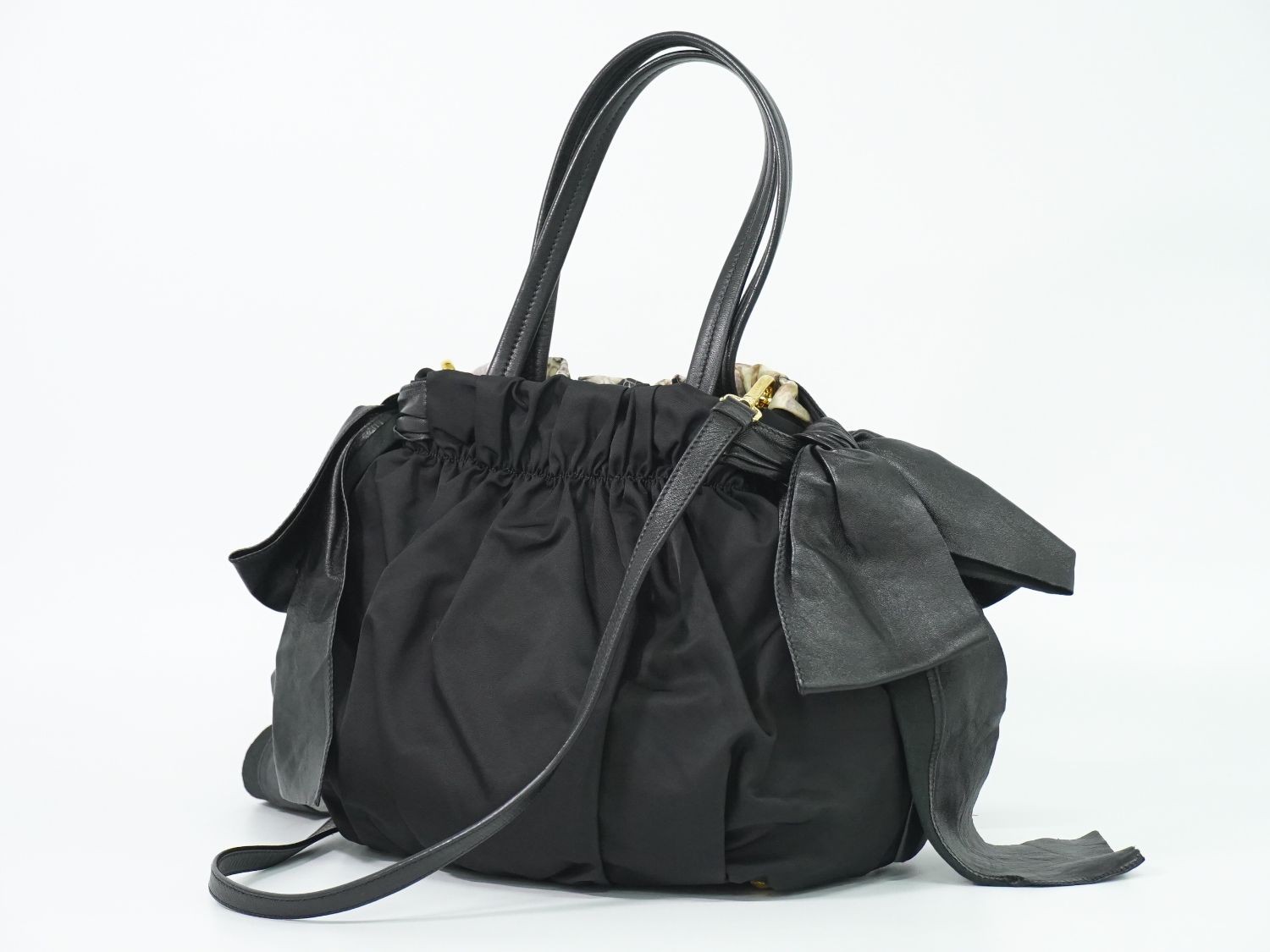 PRADA Python Pattern 2W Shoulder Bag Black Nylon … - image 2
