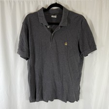 Brooks Brothers Performance Polo Shirt Men's Medium Grey Slim Fit Short Sleeve