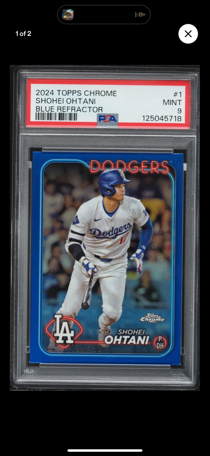 Shohei Ohtani 2024 Topps Chrome #1 Blue Refractor /150 Price Guide