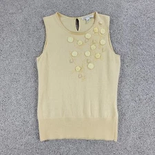 Banana Republic Sweater Vest Womens S Yellow Wool Angora Blend Flower Detail