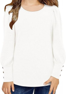 Shirts for Girls Long Sleeve Casual XXL Loose Fit Tunic Tops Solid Blouses