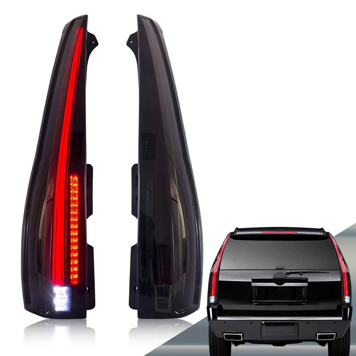 LED Tail Light Brake Lamp Right Side 2007-2014 ESV LED Tail Light For Cadillac Escalade ESV 2007-2014 - Passenger Side Brake Lamp, Chrome Housing Cadillac Escalade Lights - Foto 6