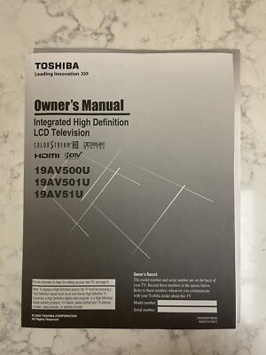 Toshiba Owner s Manual Integrated High Definition LCD Television 2008