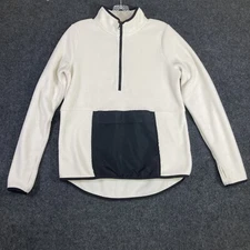 Xersion Womens White Black Long Sleeve Quarter ZIp With Front Pocket Size Small