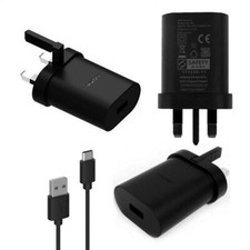 Genuine Nokia Charger 18W Fast Mains 3 Pin UK Plug Head USB-C Cable Black