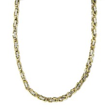 K&ouml;nigs Kette Edelstahl Byzantiner Panzerkette Armband 9 mm 20 cm Silber / Gold