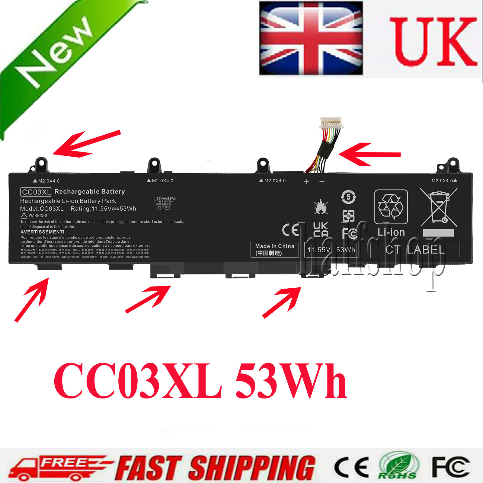 CC03XL Battery for HP EliteBook 830 835 840 845 G7/G8 Series L77608-421 53Wh NEW
