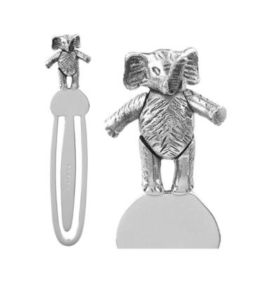 Elephant Bookmark Victorian Style 925 Sterling Silver With Articulated Elephant