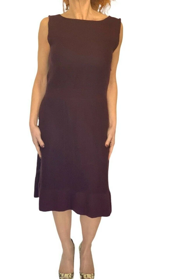 Barneys New York Taste Luxury Humor Raisin Sleeveless Wool Mesh Knit Dress M - Image 2 of 4