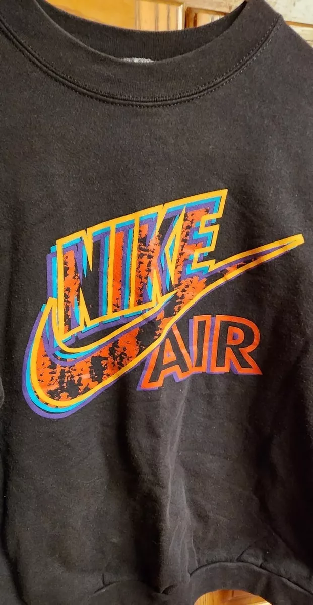 VTG USA Nike Air Paint Graffiti Swoosh Sweatshirt Black Youth Sz XL (ADULT Small